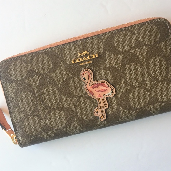Coach Bags Coach Accordion Zip Wallet Flamingo Applique Nwt Poshmark